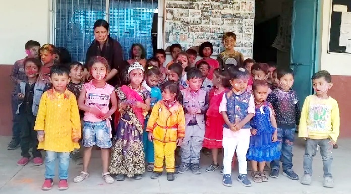 Holi celebrated at Anmol Bachpan Play School and SSC Coaching.
