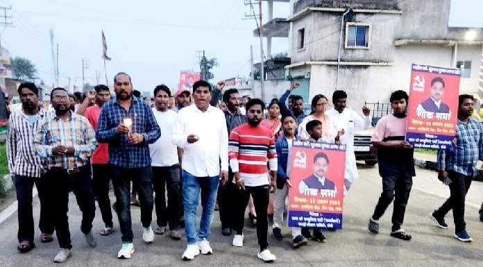 Candle march against the murder of Subhash Munda