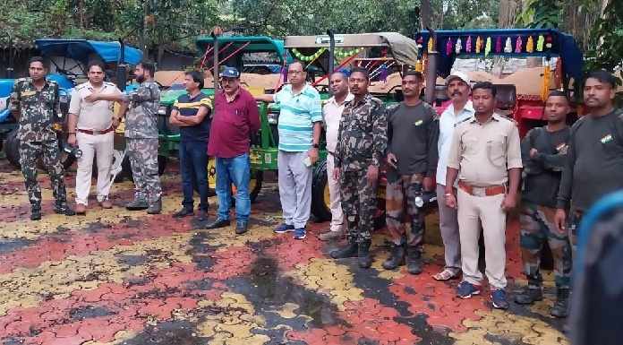 वन विभाग ने रजहर जंगल से अवैध बालू लदा 9 ट्रैक्टर किया जब्त